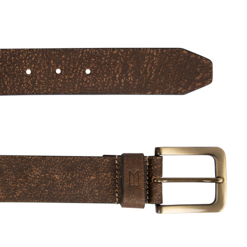 Solid Brown Textured Leather Belt for men Tim Paris