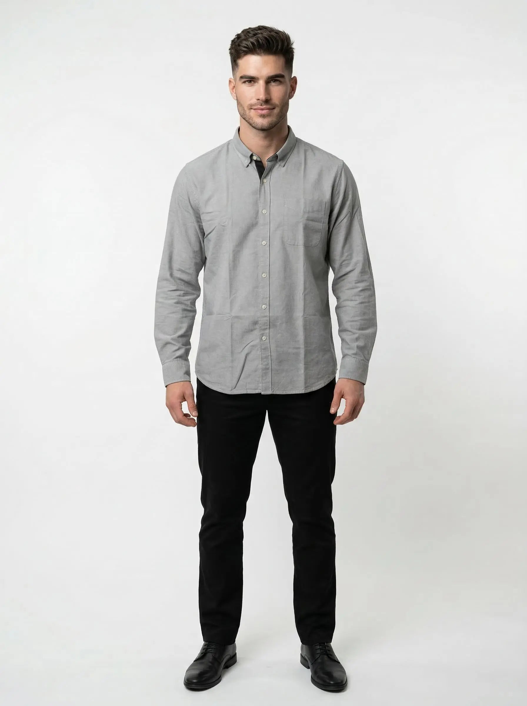 Grey Solid Shirt Tim Paris