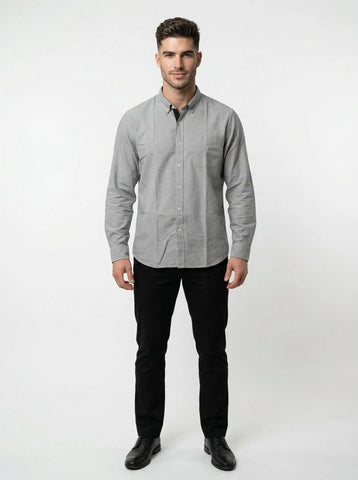 Grey Solid Shirt Tim Paris