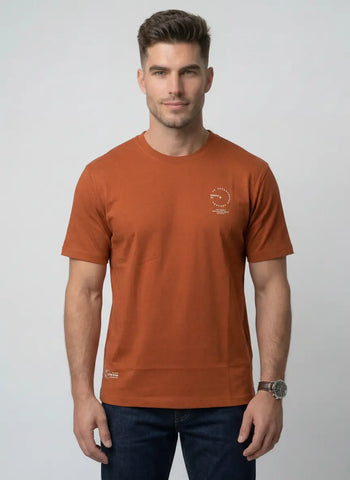 Orange Round Neck Print T-Shirt Tim Paris