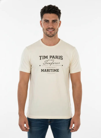 Egret Round Neck Graphic Print T-Shirt Tim Paris