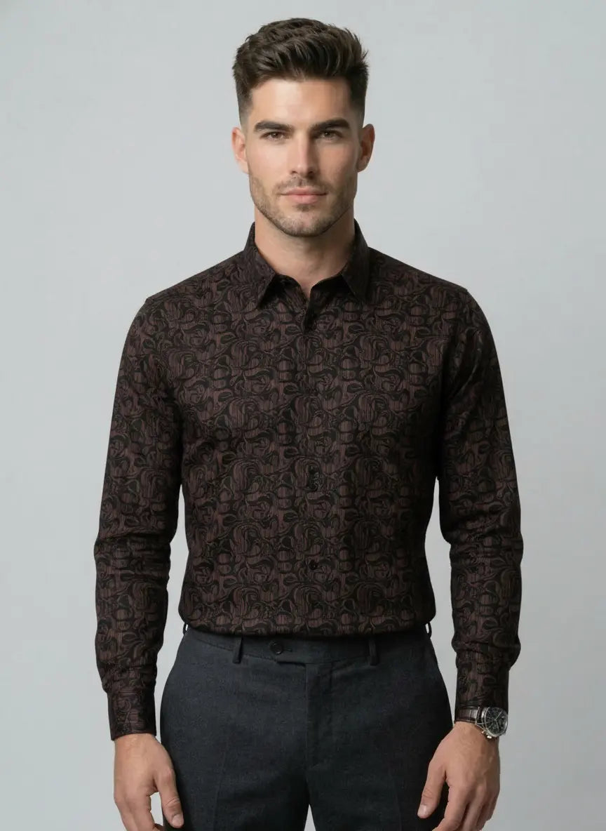 Maroon Printed Shirt Tim Paris