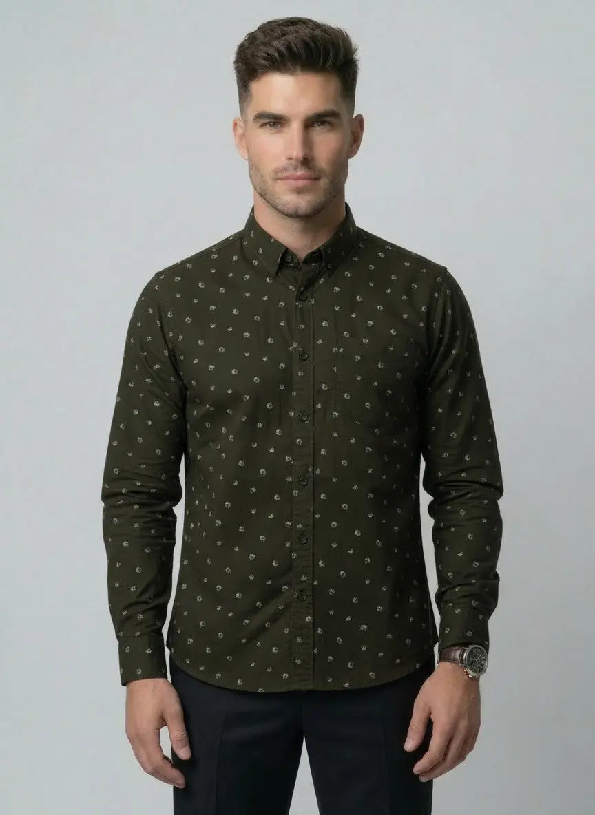 Green Printed Shirt Tim Paris