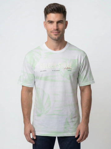 WHITE ROUND NECK AOP PRINT T-SHIRT Tim Paris