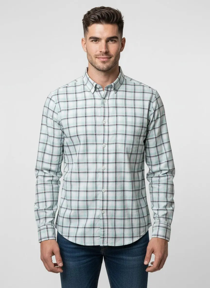 TEAL CHECKS SHIRT Tim Paris