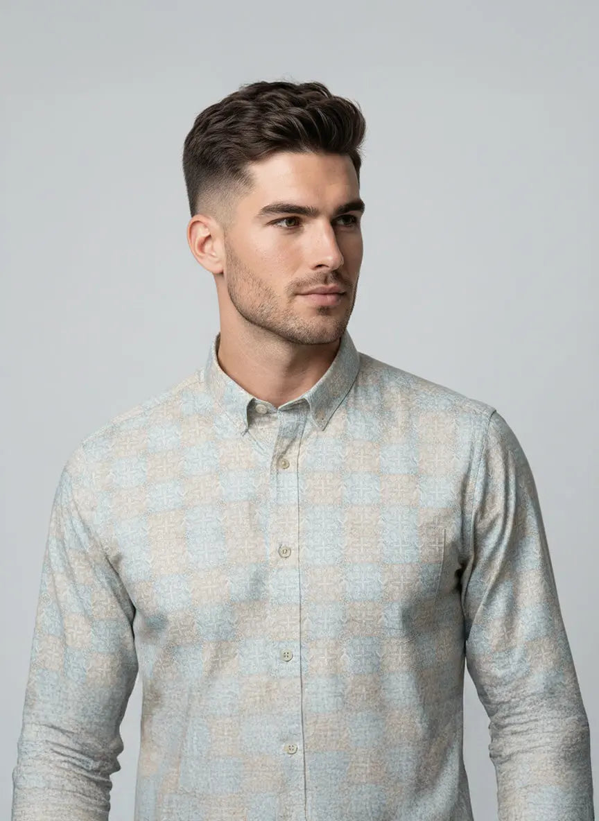 Beige Print Shirt Tim Paris
