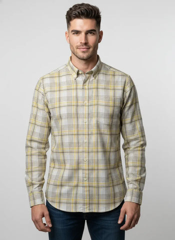Yellow Checks Colour Shirt Tim Paris