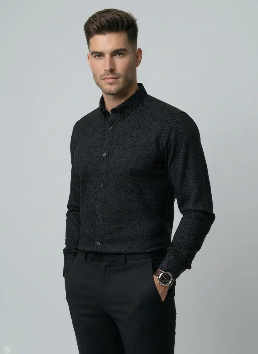 Black Print Printed Shirt Tim Paris