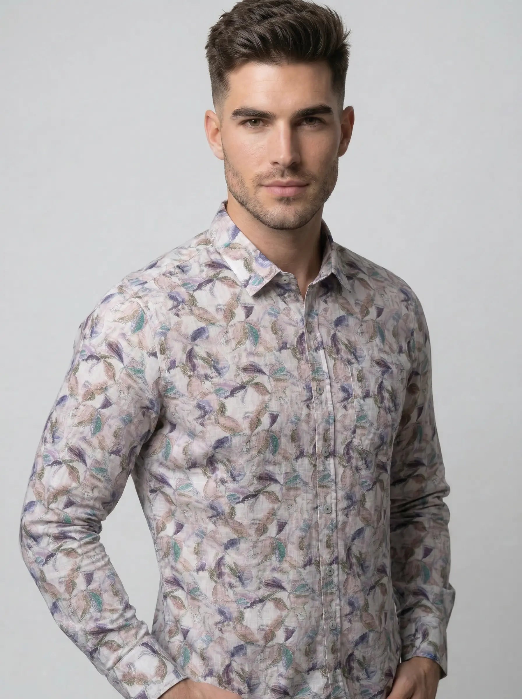 Grey Print Shirt Tim Paris