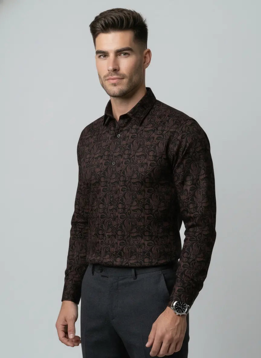 Maroon Printed Shirt Tim Paris