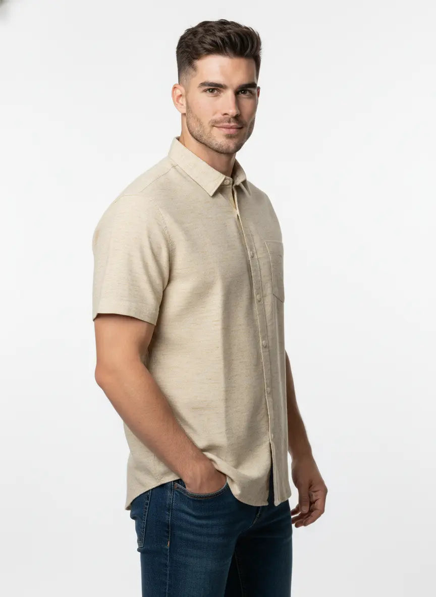 NATURAL SOLID PLAIN SHIRT Tim Paris