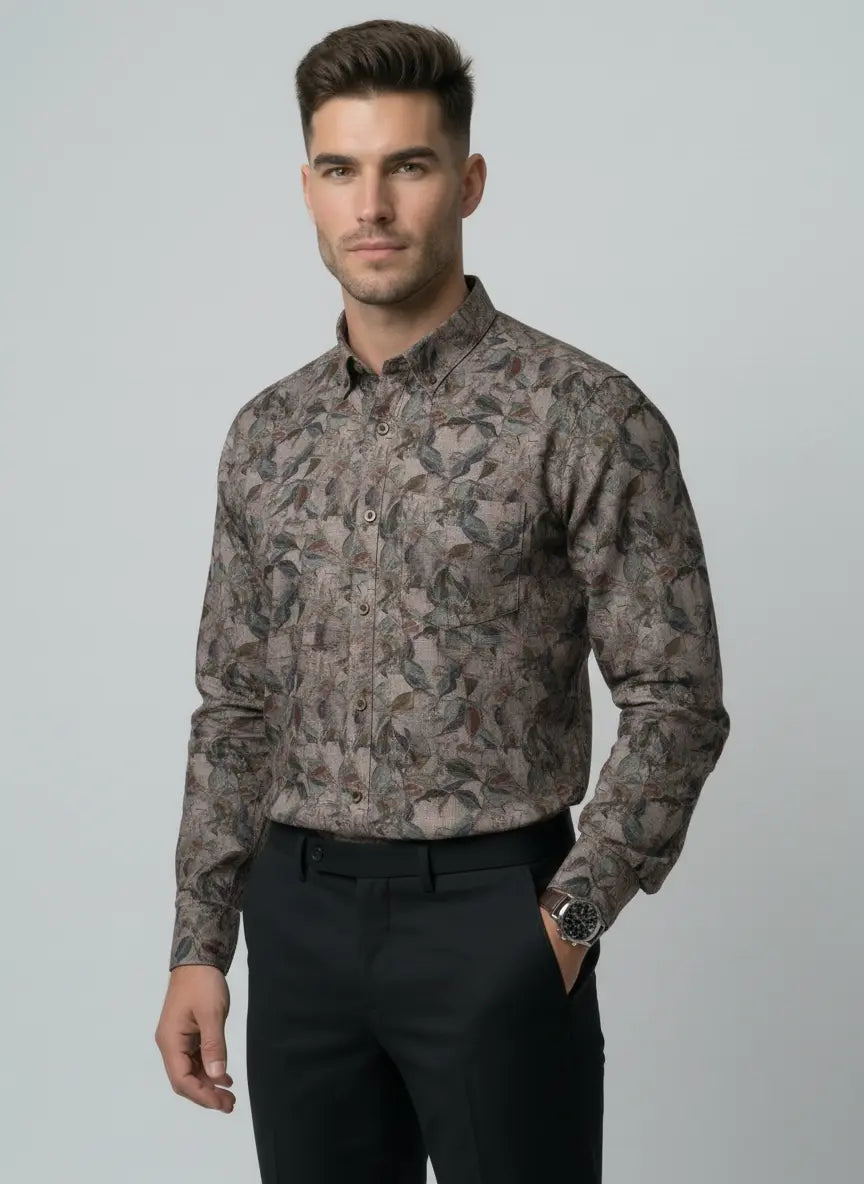 Natural Printed Shirt Tim Paris