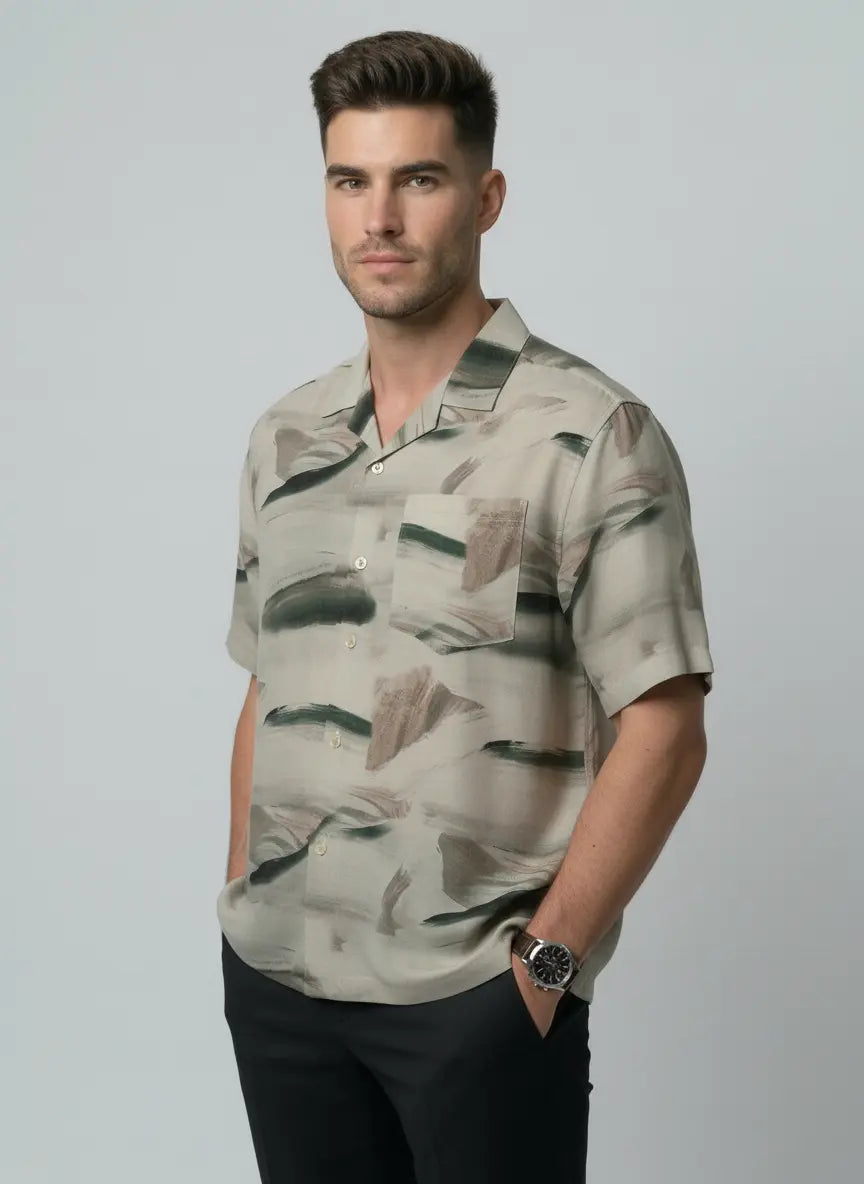 GREEN PRINTED SHIRT Tim Paris