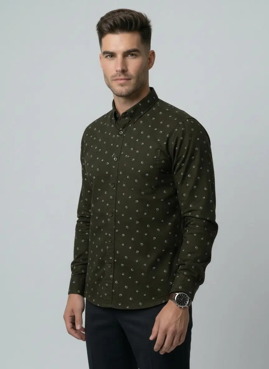 Green Printed Shirt Tim Paris