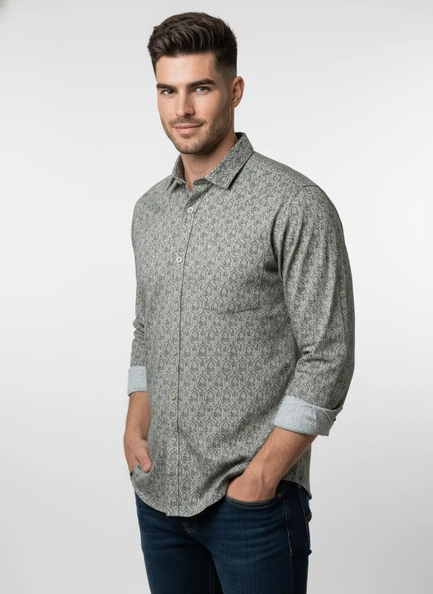 Grey Print Shirt Tim Paris