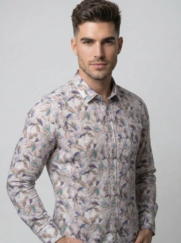 Grey Print Shirt Tim Paris
