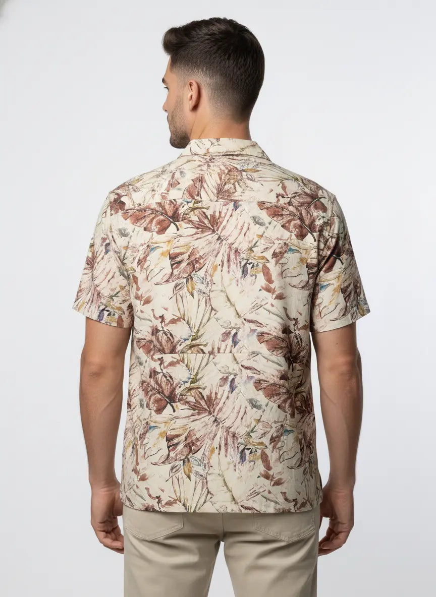 PEACH PRINTED HALF SLEEVE SHIRT Tim Paris