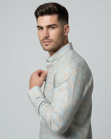 Beige Print Shirt Tim Paris