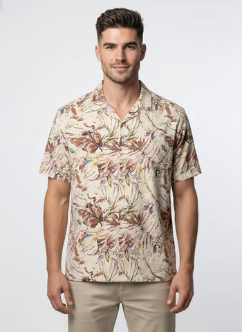 PEACH PRINTED HALF SLEEVE SHIRT Tim Paris