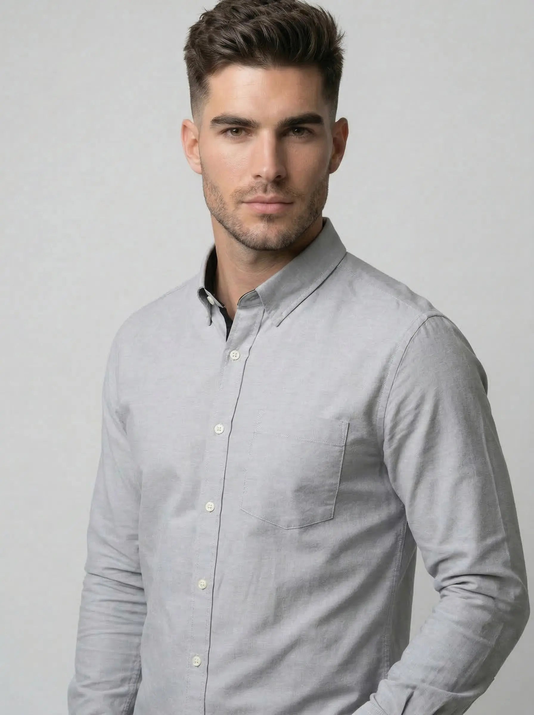 Grey Solid Shirt Tim Paris