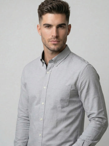 Grey Solid Shirt Tim Paris