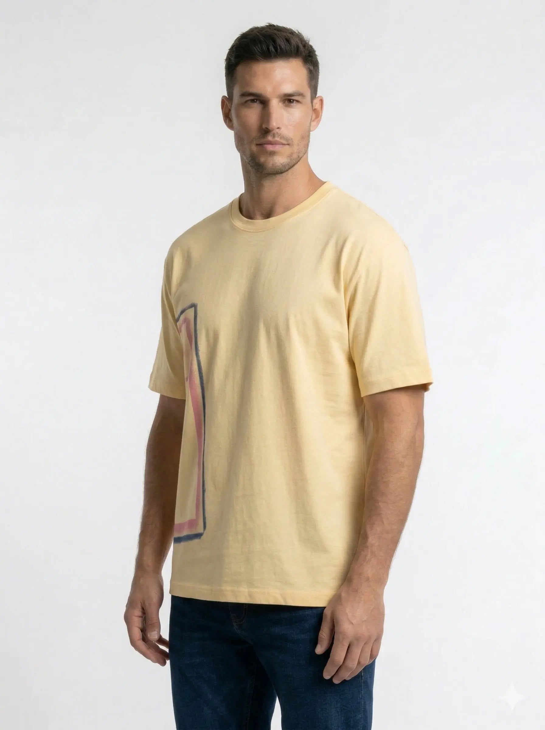YELLOW ROUND NECK PRINT T-SHIRT Tim Paris