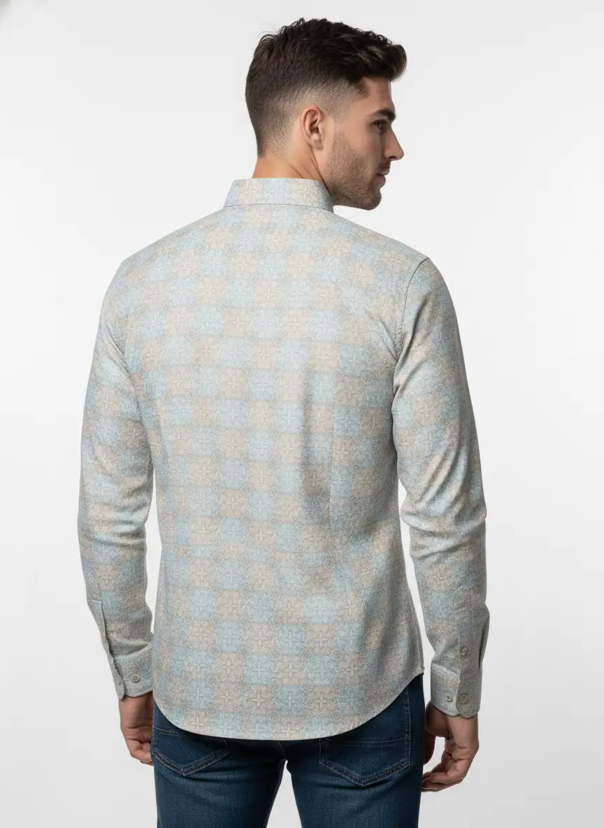 Beige Print Shirt Tim Paris