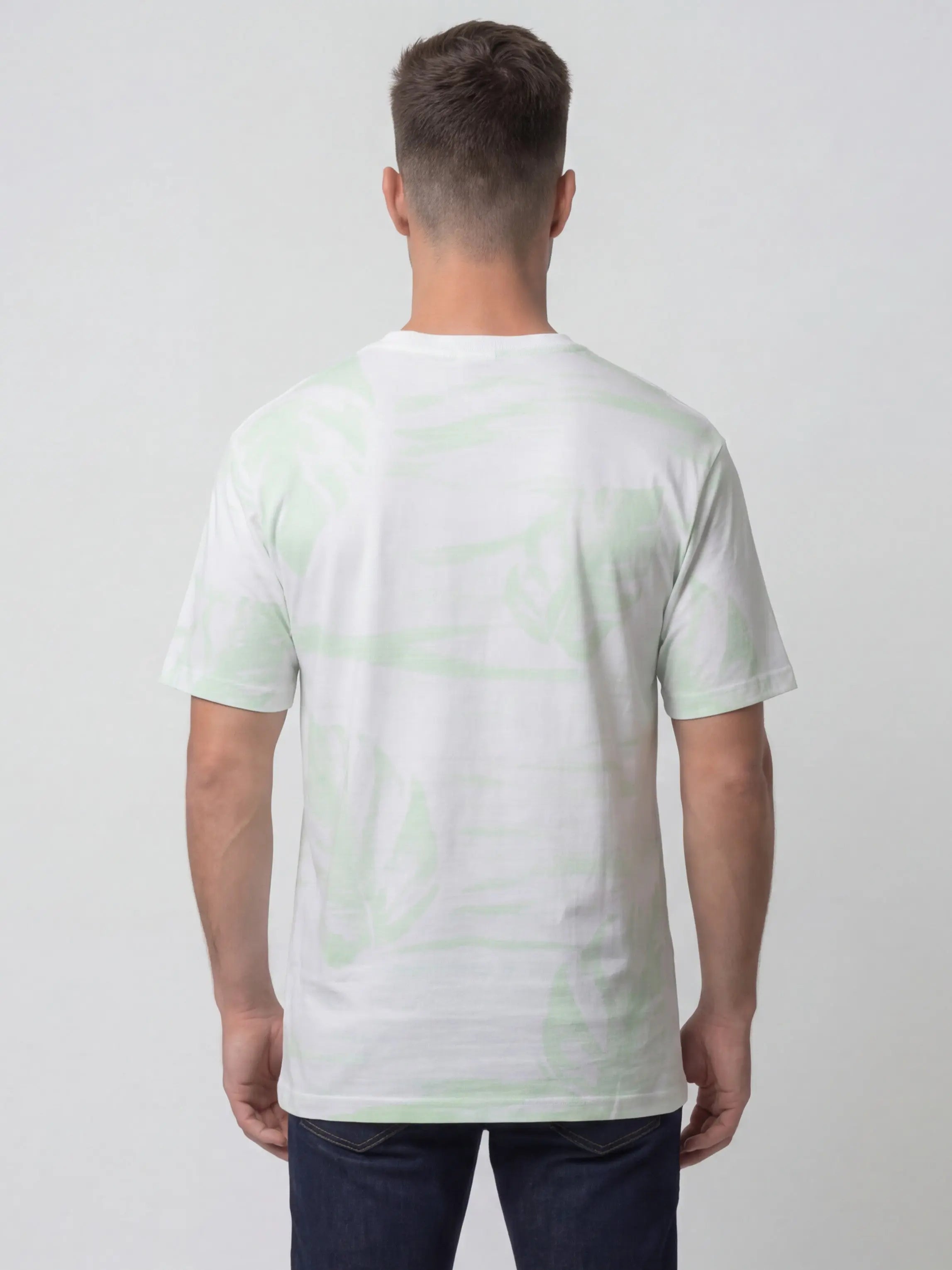 WHITE ROUND NECK AOP PRINT T-SHIRT Tim Paris