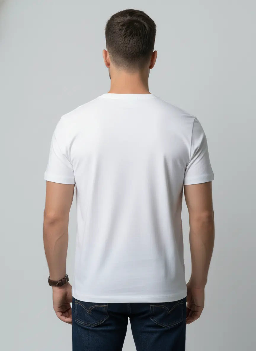 White Round Neck Graphic Print T-Shirt Tim Paris