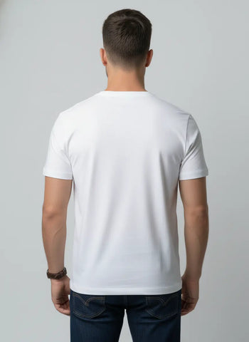 White Round Neck Graphic Print T-Shirt Tim Paris