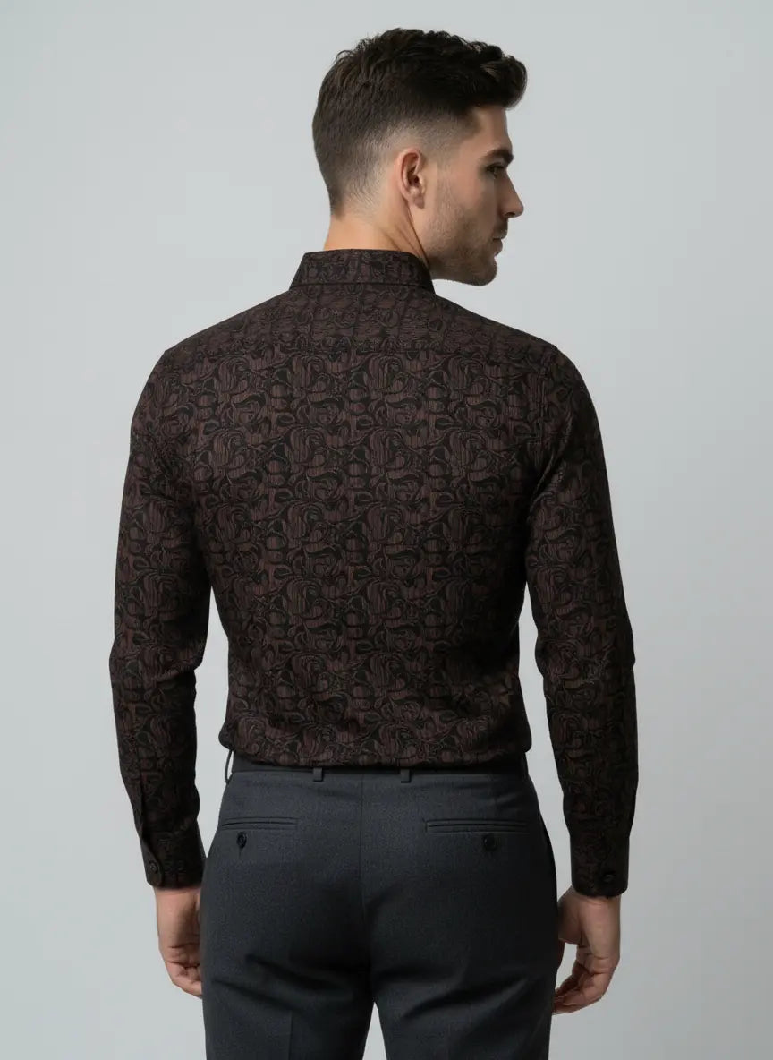 Maroon Printed Shirt Tim Paris
