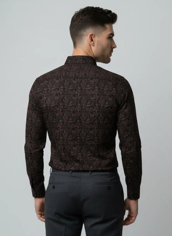 Maroon Printed Shirt Tim Paris