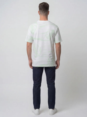 WHITE ROUND NECK AOP PRINT T-SHIRT Tim Paris