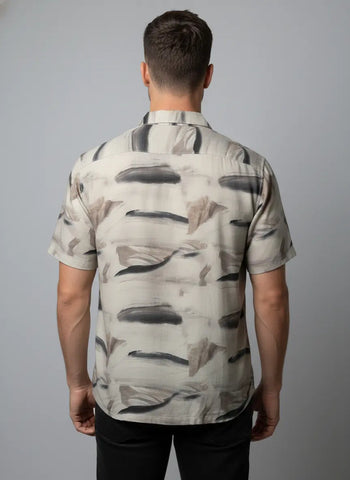Beige Half Sleeve Printed Shirt Tim Paris