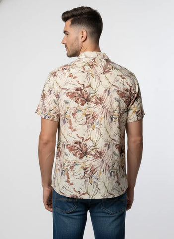 PEACH PRINTED HALF SLEEVE SHIRT Tim Paris