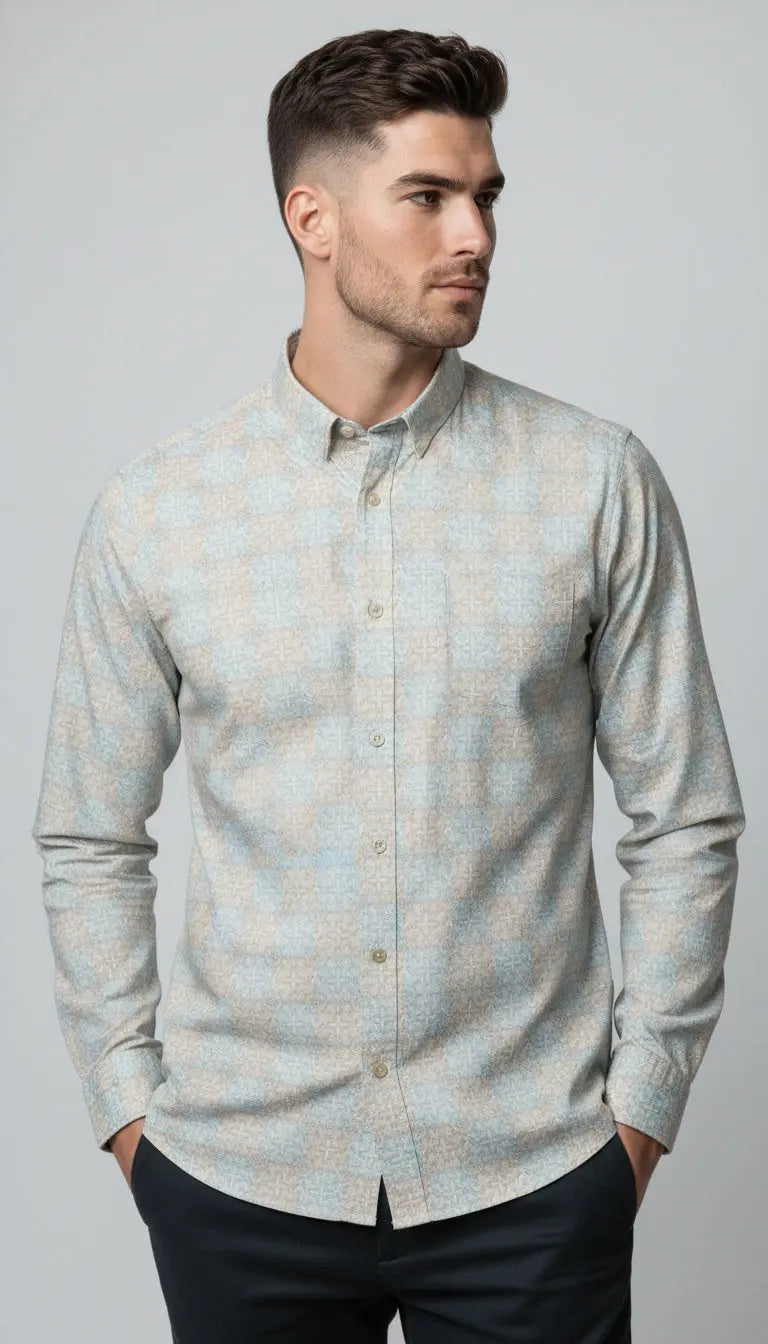 Beige Print Shirt Tim Paris