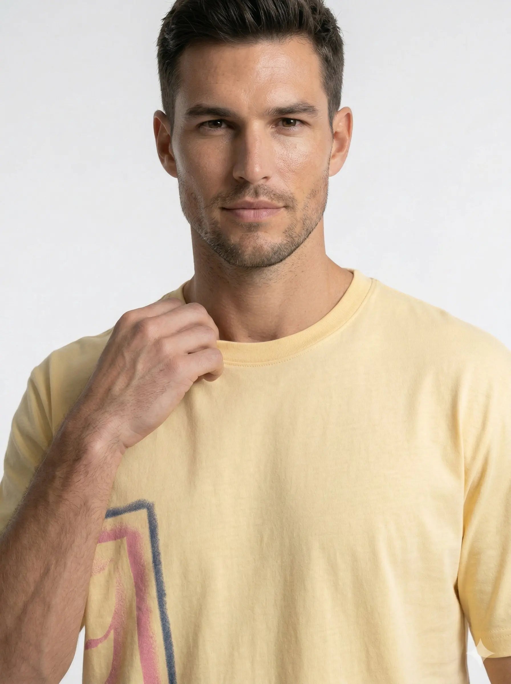 YELLOW ROUND NECK PRINT T-SHIRT Tim Paris
