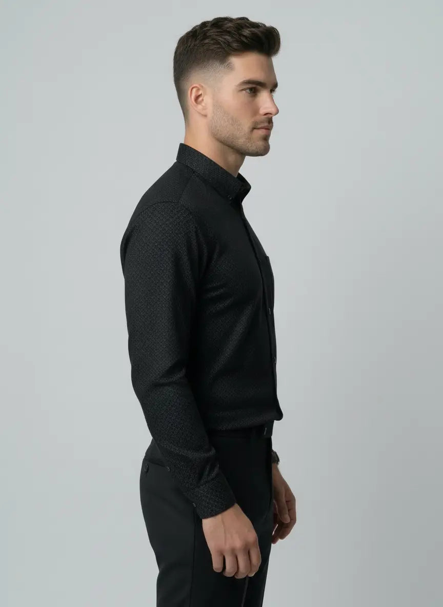 Black Print Printed Shirt Tim Paris