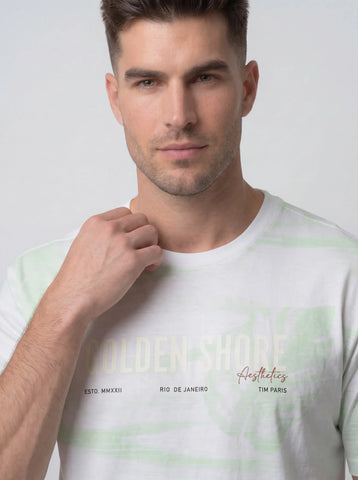 WHITE ROUND NECK AOP PRINT T-SHIRT Tim Paris