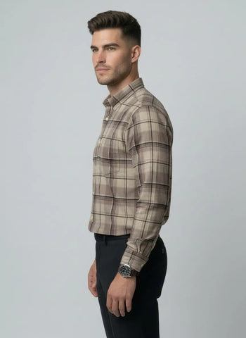 Light Brown Checks Shirt Tim Paris