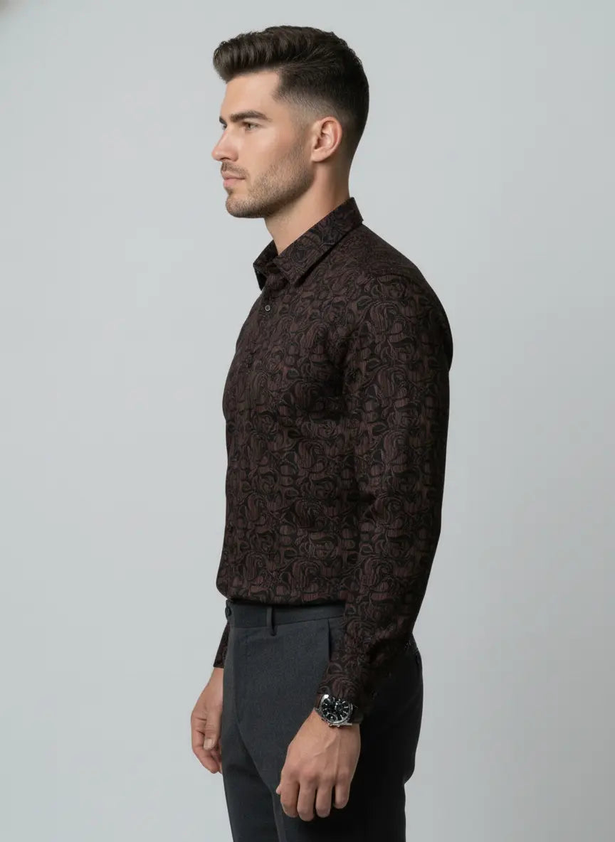 Maroon Printed Shirt Tim Paris