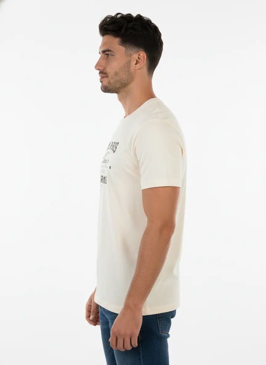 Egret Round Neck Graphic Print T-Shirt Tim Paris