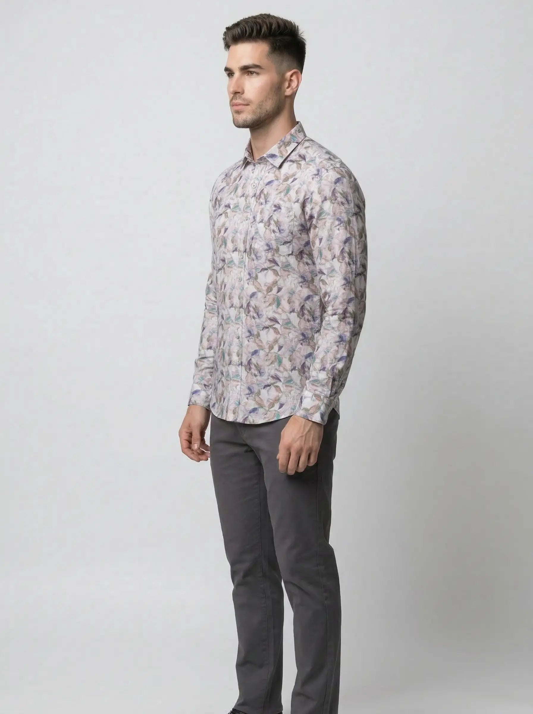 Grey Print Shirt Tim Paris