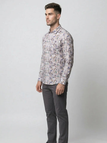 Grey Print Shirt Tim Paris