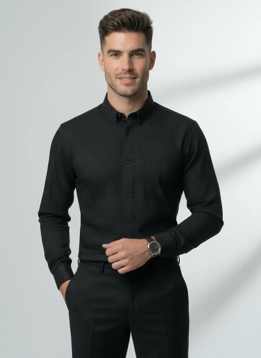 Black Print Printed Shirt Tim Paris