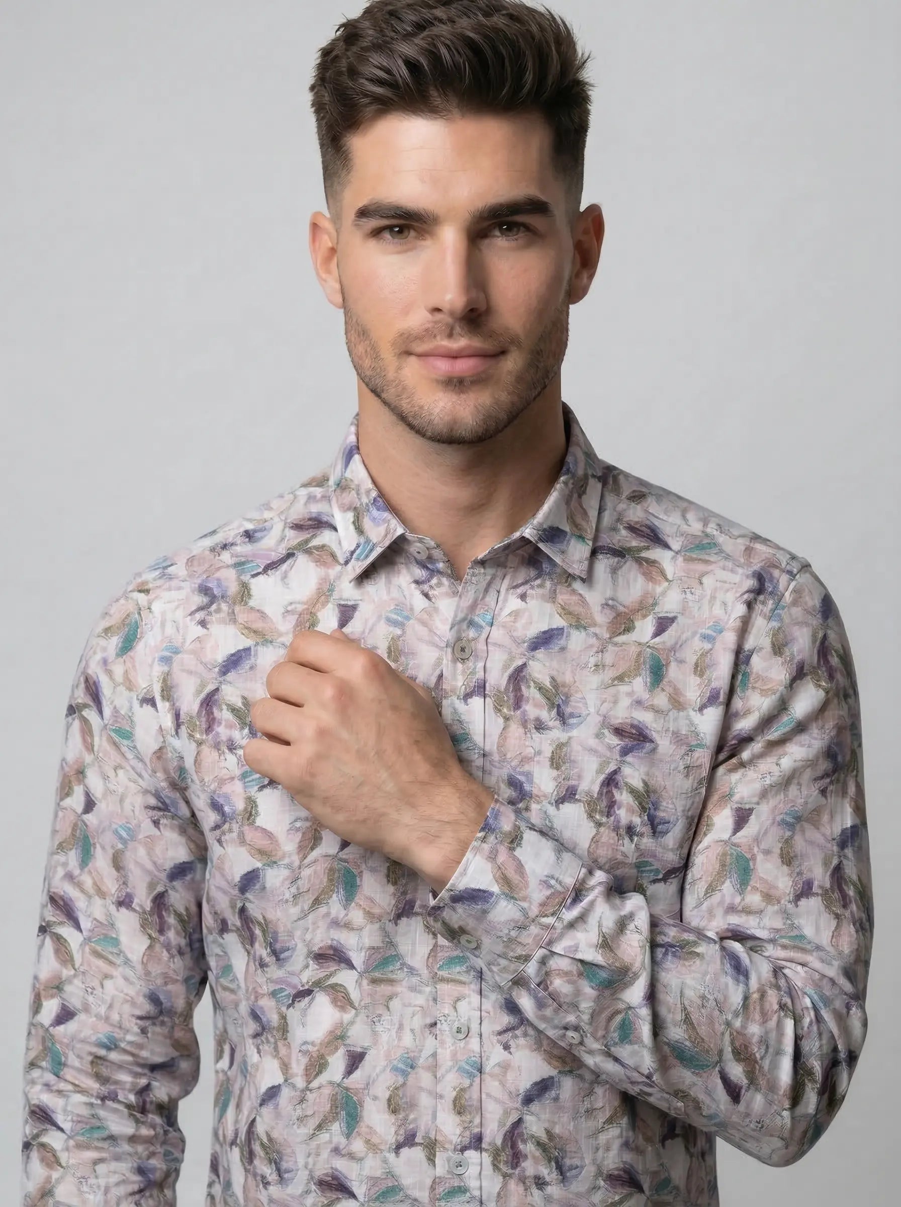Grey Print Shirt Tim Paris