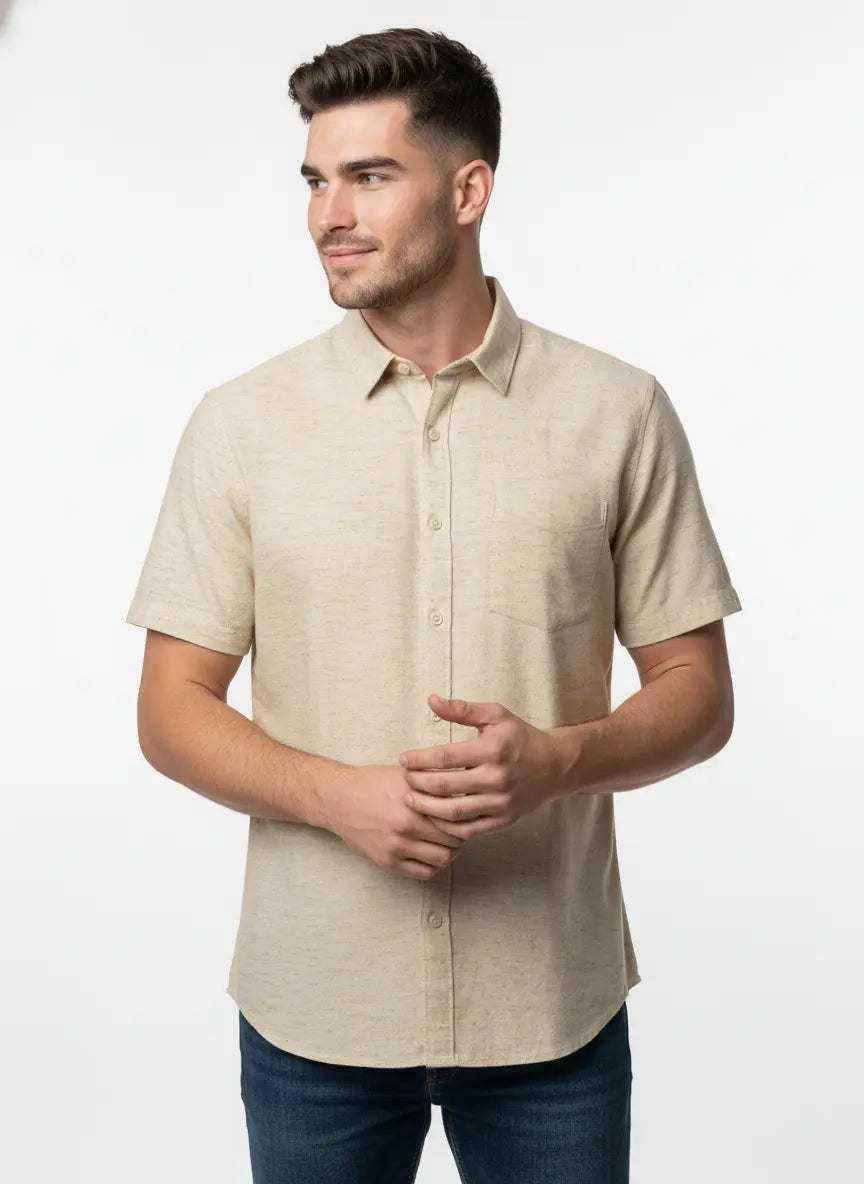 NATURAL SOLID PLAIN SHIRT Tim Paris