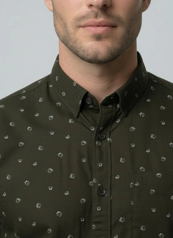 Green Printed Shirt Tim Paris