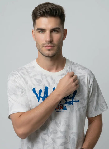 WHITE ROUND NECK PRINT T-SHIRT Tim Paris