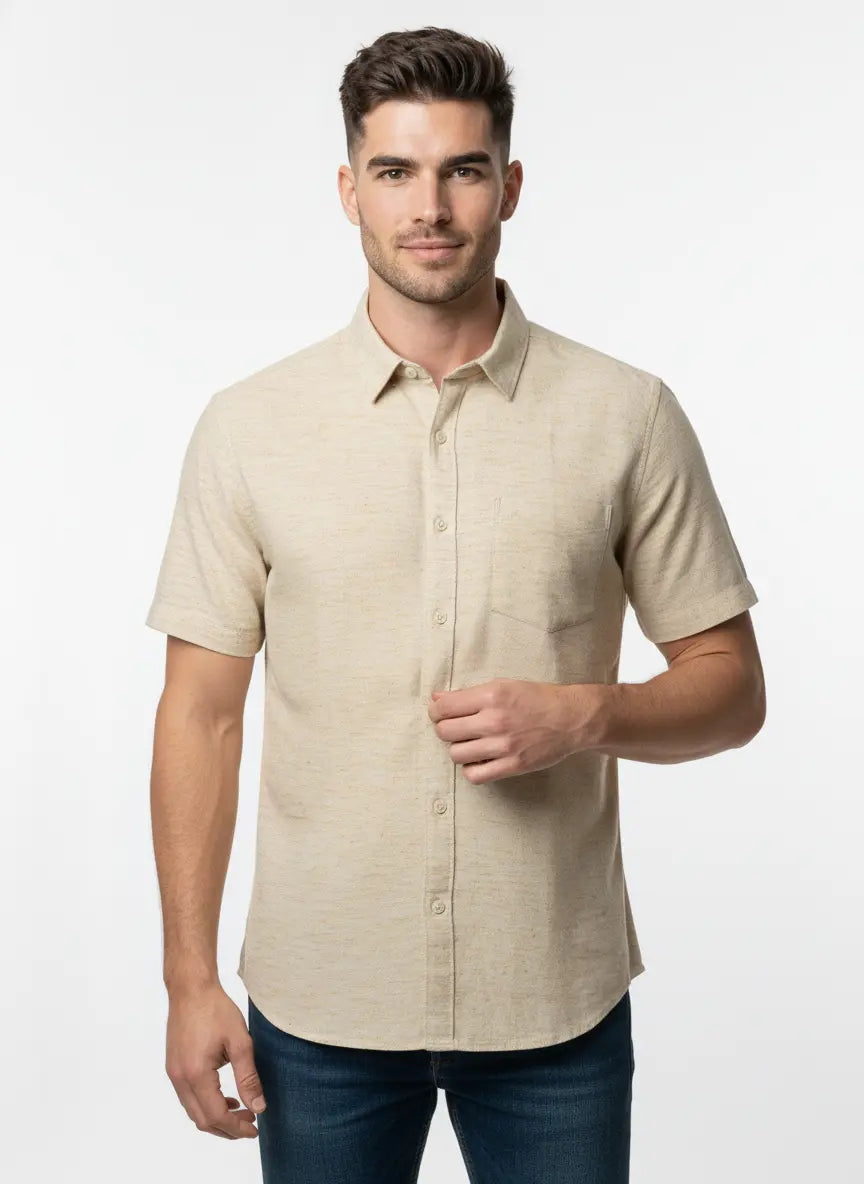 NATURAL SOLID PLAIN SHIRT Tim Paris